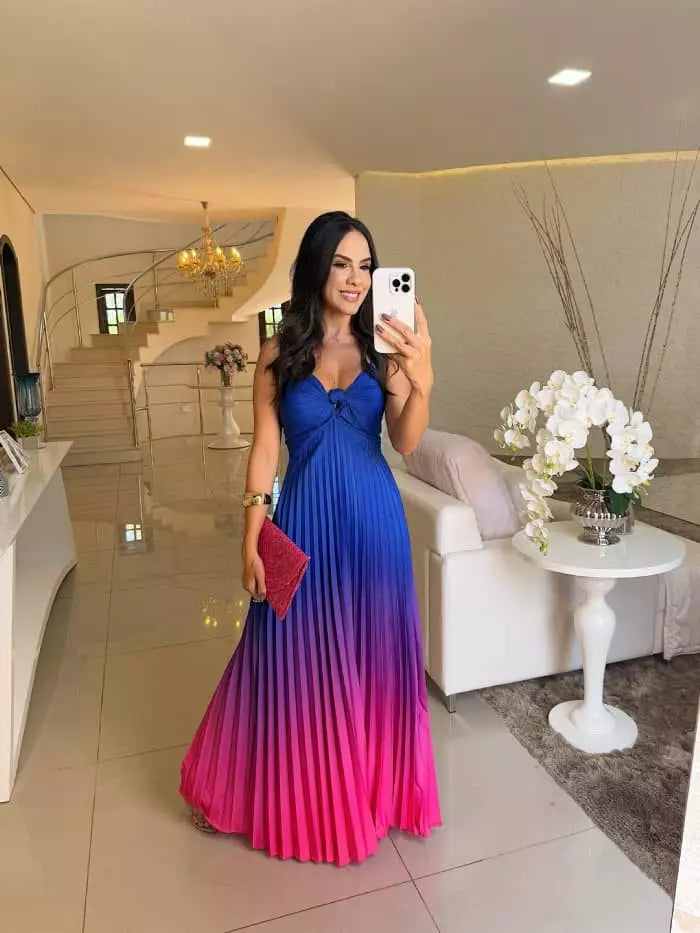 Vestido Francine Azul com Pink