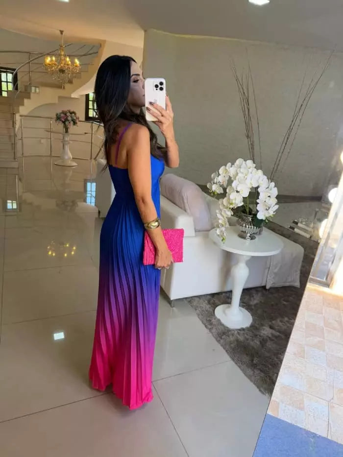 Vestido Francine Azul com Pink